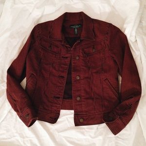 Ralph Lauren Red and Black Stripe Denim Jacket